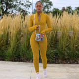 Women's sexy solid color sweater velvet long-sleeved multicolor sports two-piece suit YD8528