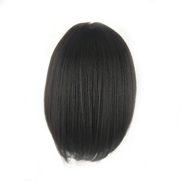 Wig female black short straight hair center point bobo wave head high temperature silk chemical fiber hair button net headgear