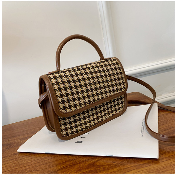 Retro small bag 2021 new trendy autumn and winter cloth children's bag shoulder handbag fashion lattice messenger small square bag
