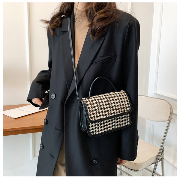 Retro small bag 2021 new trendy autumn and winter cloth children's bag shoulder handbag fashion lattice messenger small square bag