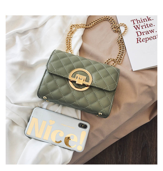 Lingge chain bag women's bag 2021 autumn and winter new fashion one-shoulder underarm bag net red texture diagonal bag