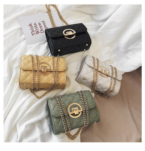 Lingge chain bag women's bag 2021 autumn and winter new fashion one-shoulder underarm bag net red texture diagonal bag