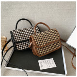 Retro small bag 2021 new trendy autumn and winter cloth children's bag shoulder handbag fashion lattice messenger small square bag