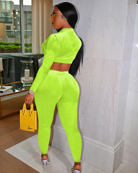 Suit autumn and winter new gold velvet solid color sexy two-piece suit