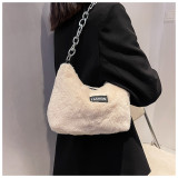 Autumn/winter 2021 new wave furry bag women fashion plush one shoulder small bag casual simple western style female bag