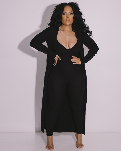 Fashion casual autumn/winter pit strip jumpsuit + long-sleeved jacket
