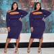 Casual fashion plus size women's oblique shoulder slit dress