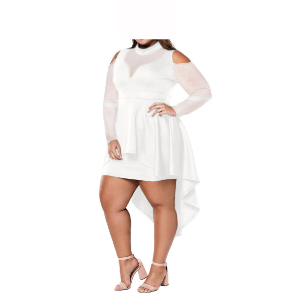 Round neck strapless sexy net gauze skirt plus size dress