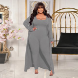 Autumn and winter new product high elastic pit strip three-piece solid color long-sleeved fashion casual suit