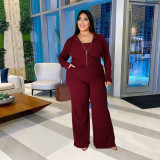 Fashion sports and leisure suit women temperament hoodie tube top wide leg pants three-piece pit strip