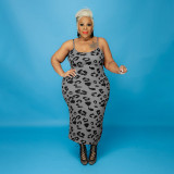 New Leopard Print Dress + Two-piece Jacket Large Size Women's Suit