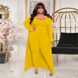 Autumn and winter new product high elastic pit strip three-piece solid color long-sleeved fashion casual suit