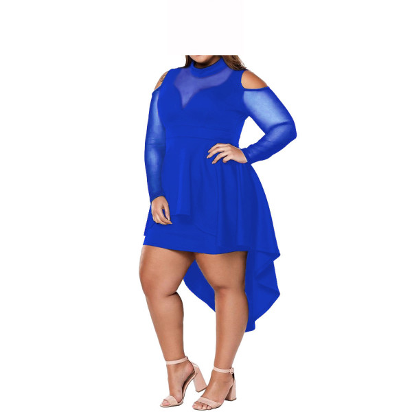 Round neck strapless sexy net gauze skirt plus size dress