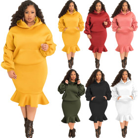 Fashion leisure sports fishtail skirt autumn and winter sweater suit plus size women's clothing