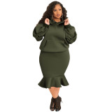 Fashion leisure sports fishtail skirt autumn and winter sweater suit plus size women's clothing
