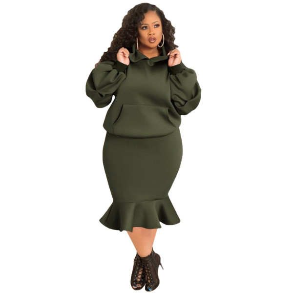 Fashion leisure sports fishtail skirt autumn and winter sweater suit plus size women's clothing