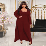 Autumn and winter new product high elastic pit strip three-piece solid color long-sleeved fashion casual suit
