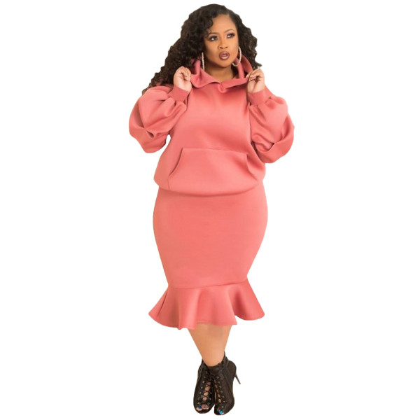 Fashion leisure sports fishtail skirt autumn and winter sweater suit plus size women's clothing