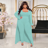 Autumn and winter new product high elastic pit strip three-piece solid color long-sleeved fashion casual suit