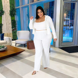 Fashion sports and leisure suit women temperament hoodie tube top wide leg pants three-piece pit strip