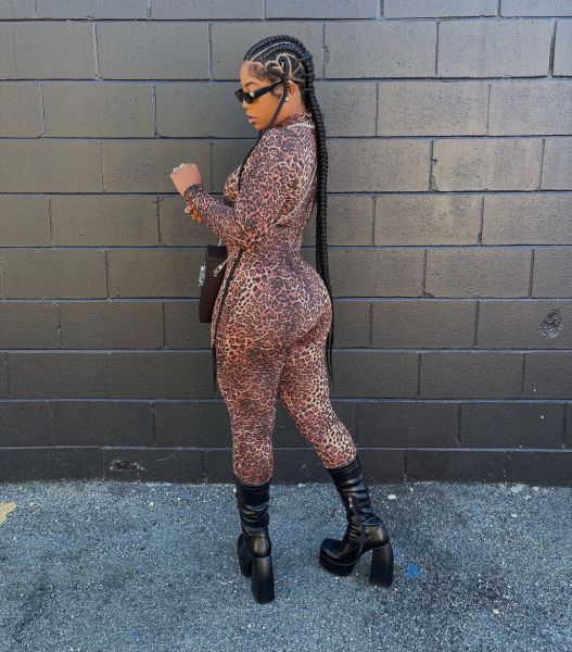 Women's Sexy Leopard Print Skinny Milk Silk Sports Casual Fitness Jumpsuit