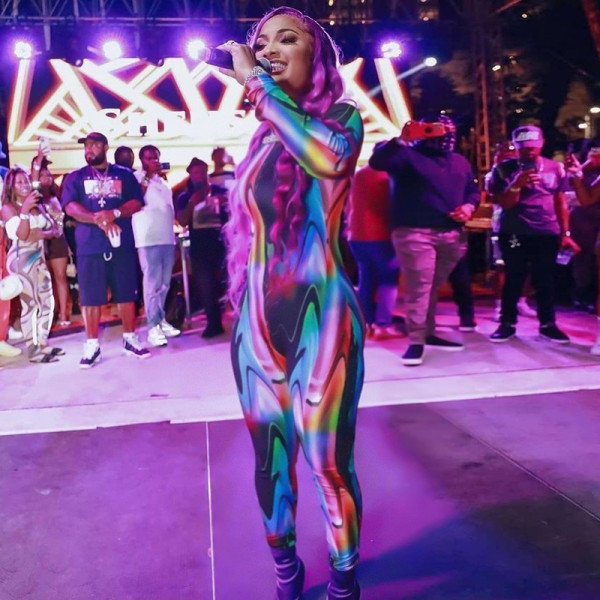 Women's 2021 autumn new color tie-dye round neck long-sleeved sexy trousers jumpsuit