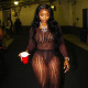 Women's winter new style printed sexy hollow mesh gauze hip-fitting tight trousers and socks set