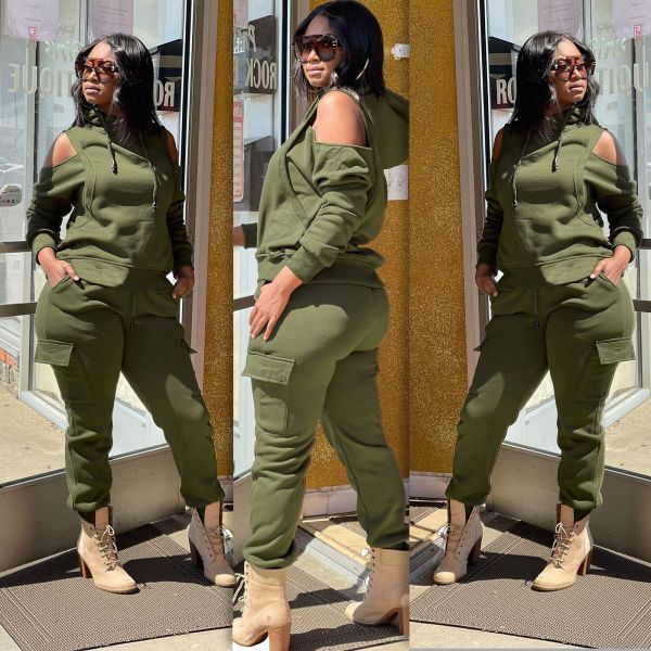 Women's sports suit sweater off-shoulder running wear hooded long-sleeved autumn and winter