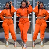 Women's sports sweater two-piece solid color thick autumn and winter casual wear suit