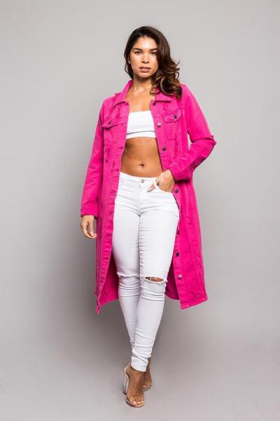 Autumn and winter new denim long trench coat cloak hole denim jacket female dress