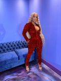 Winter warm gold velvet inlaid sequin stitching threaded casual suit