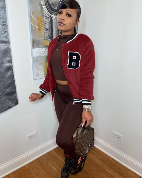 Women's double-sided plush thread embroidered casual jacket