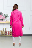 Autumn and winter new denim long trench coat cloak hole denim jacket female dress