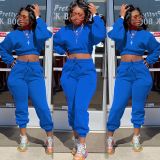 Women's sports sweater two-piece solid color thick autumn and winter casual wear suit