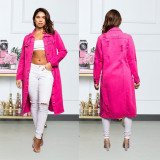 Autumn and winter new denim long trench coat cloak hole denim jacket female dress