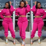 Women's sports sweater two-piece solid color thick autumn and winter casual wear suit