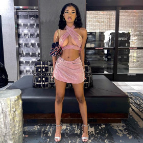 Women's 2021 Fall New Arrivals Sexy Backless Navel Skirt Set