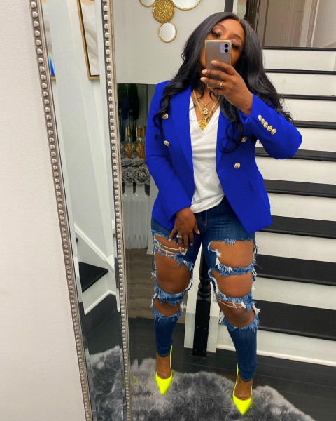 Women's small suit jacket solid color long-sleeved autumn and winter suit pocket