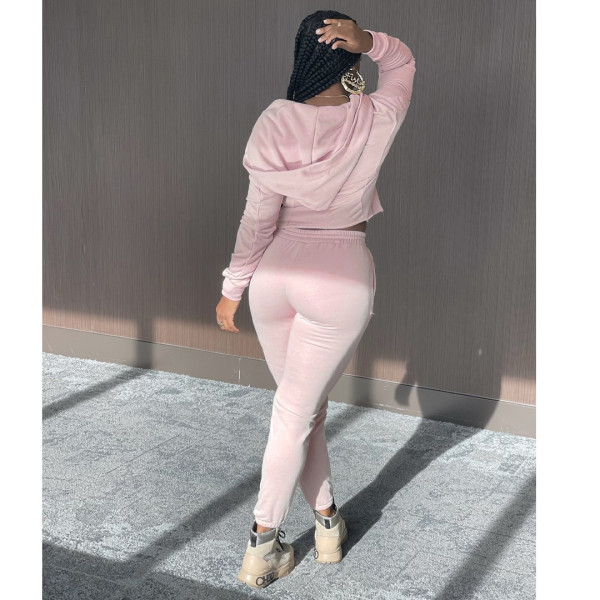 Hooded sweater and pants suit autumn and winter sports suit