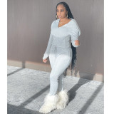 Hooded sweater and pants suit autumn and winter sports suit
