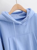 Autumn and winter models plus velvet pocket hooded short sweater women + solid color high waist loose leggings harem trousers two-piece suit