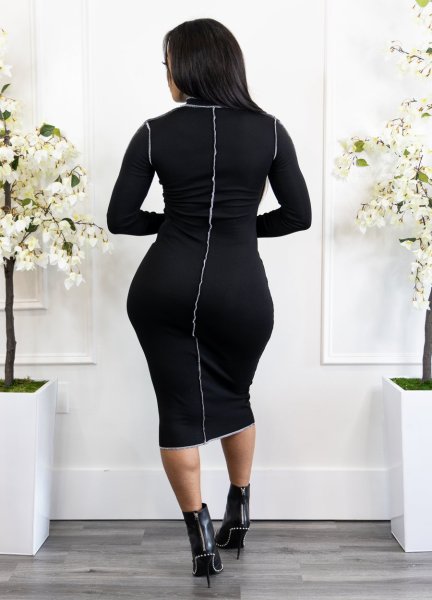 Sexy fashion zipper anti-sewing autumn and winter dress