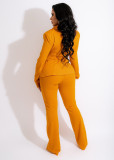 Pure color fashion V-neck women's two-piece suit