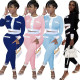 Fashion sexy solid color round neck pit strip casual pants suit suit