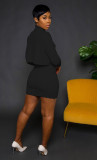 Fashion solid color jacket + sling bag hip skirt top with pockets two-piece suit