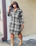 Women's fashion hot sale classic plaid shirt woolen long coat