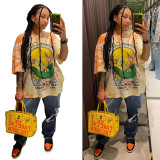Trendy street fashion new positioning printed T-shirt