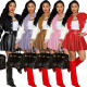 Fashion sexy solid color baseball uniform stitching PU leather pleated skirt skirt suit