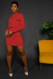 Fashion solid color jacket + sling bag hip skirt top with pockets two-piece suit