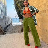 Women's fashion sports sexy velvet solid color women's casual trousers